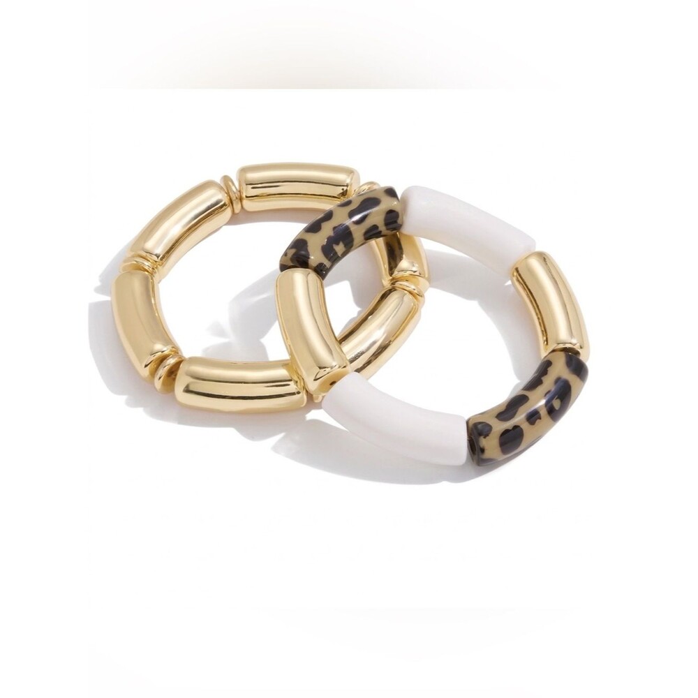 Gold, leopard and white Statement bracelets with Leopard Accent